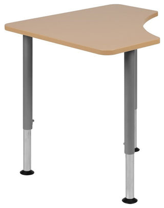 Triangular Natural Collaborative Student Desk, Adjustable 22.3"-34"