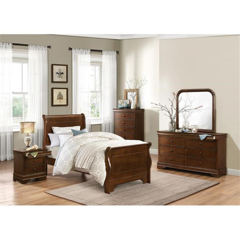 Pemberly Row 3-Drawers Traditional Wood Nightstand in Brown Cherry