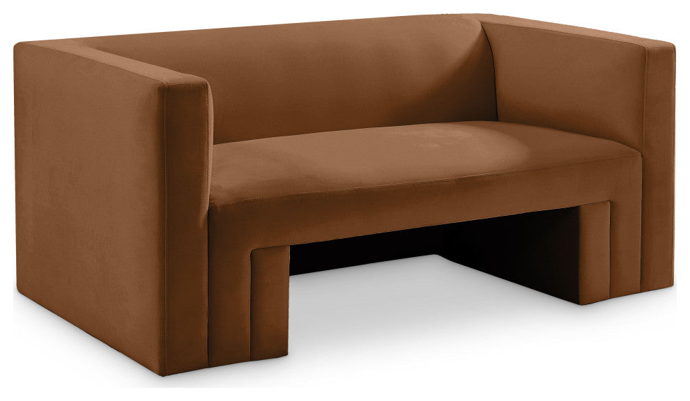 Henson Velvet Upholstered Loveseat, Saddle