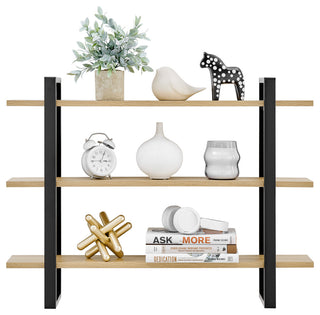 Danya B. Rio Three Tier Modular Floating Bracket Wall Shelf Chestnut