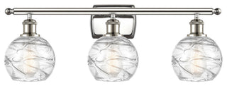 Small Deco Swirl 3-Light Bath Vanity-Light, Polished Nickel, Clear
