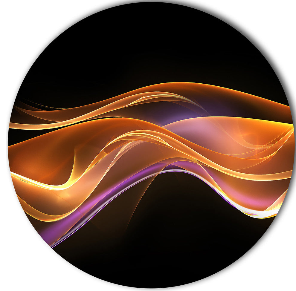 3D Gold Pink Wave Design, Abstract Digital Art Round Wall Art, 23"