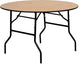 4-Foot Round Wood Folding Banquet Table with Clear Coated Finished Top