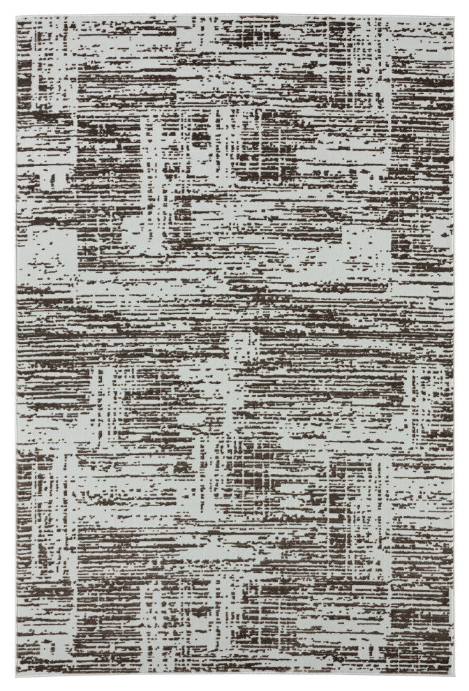 Abani Aspen Collection ASP110B Contemporary Beige Grid Area Rug