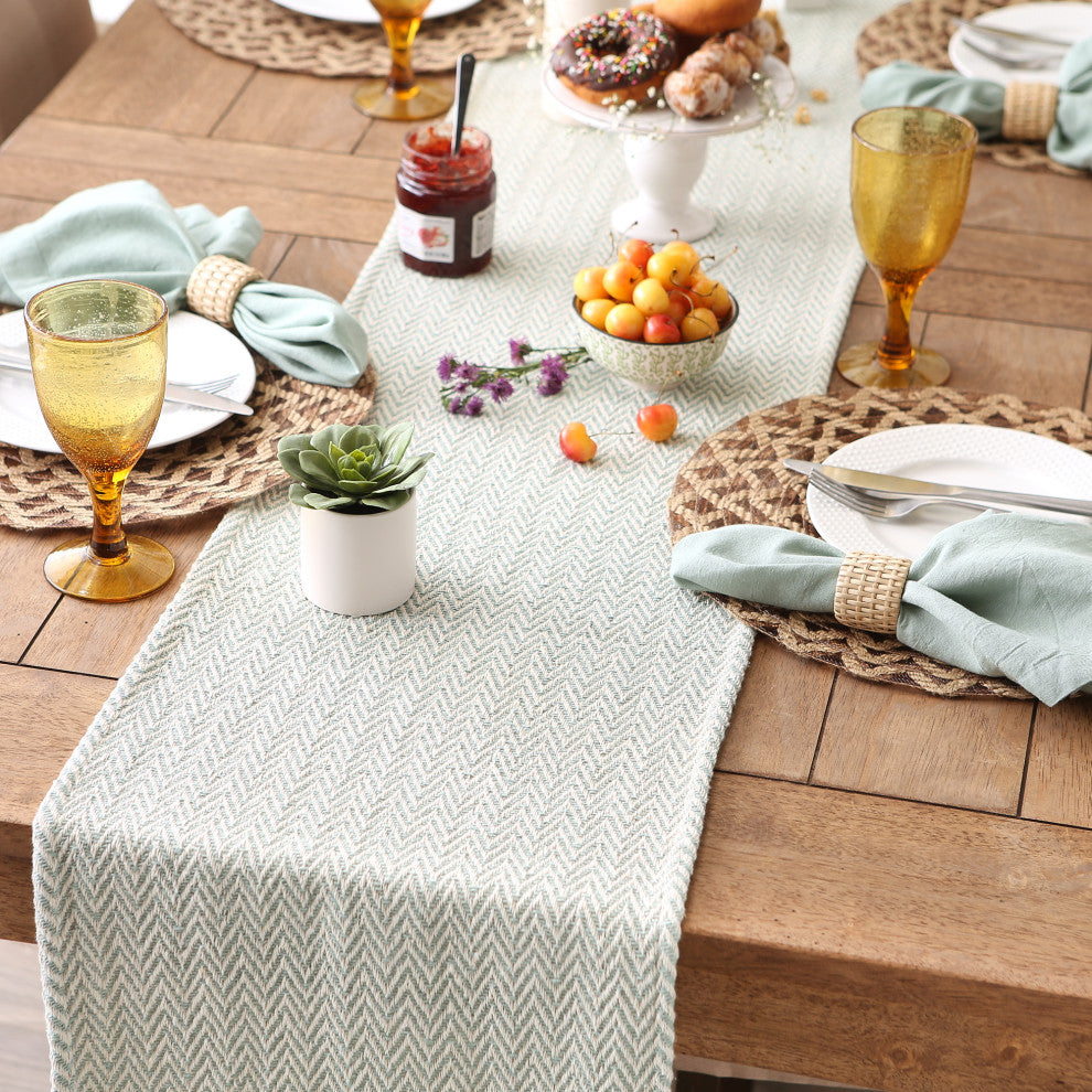Jadeite  Chevron Handloom Table Runner 15x72
