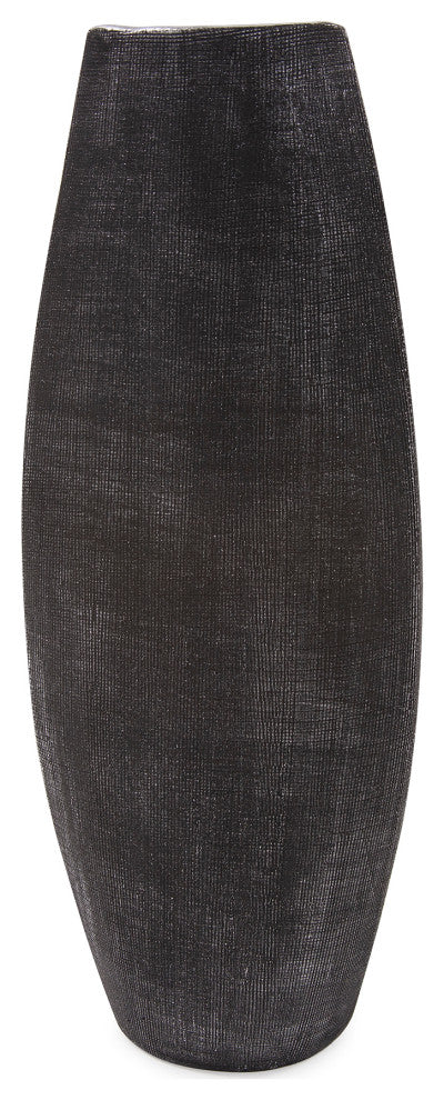 Textured Black Free Formed Ceramic Vase, Tall