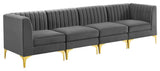 Triumph Channel Tufted Performance Velvet 4-Seater Sofa - Gray