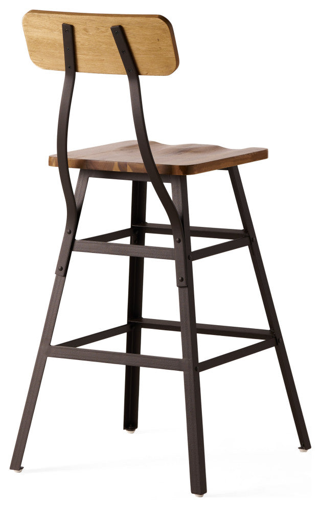 GDF Studio Lilinden Natural Stained Laminated Acacia Bar Chairs, Set of 2