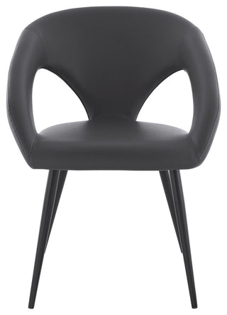 Elin Gray Faux Leather and Black Metal Dining Chairs - Set of 2