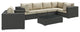 Canvas Antique Beige Sojourn 7 Piece Outdoor Patio Sunbrella Sectional Set