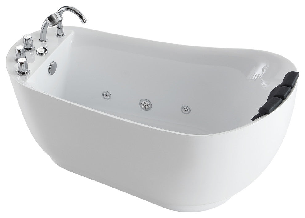 67" L x 31.5" W White Acrylic Right Drain Freestanding Whirlpool Tub