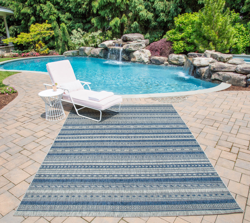 Novogratz by Momeni Villa Tuscany Blue Indoor Outdoor Rug 2' X 6' Runner