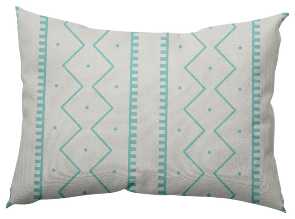 Mudcloth Decorative Throw Pillow, Light Blue, 14"x20"