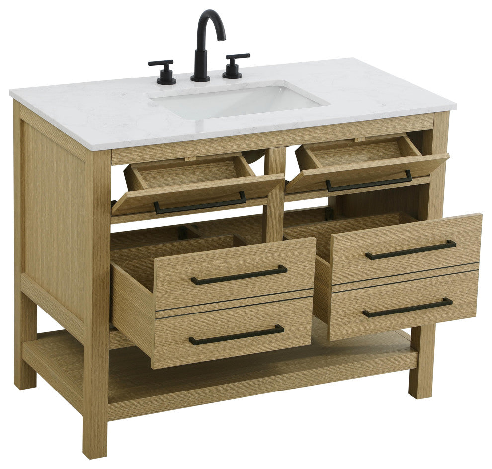 Home Living 42" Single Bathroom Vanity, Honey Brown