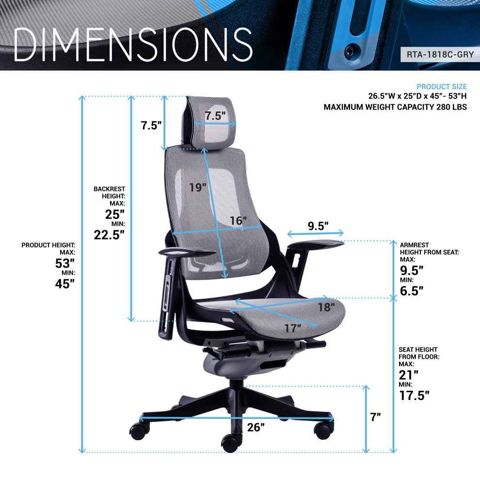 Lux Ergonomic Executive Chair, Gray