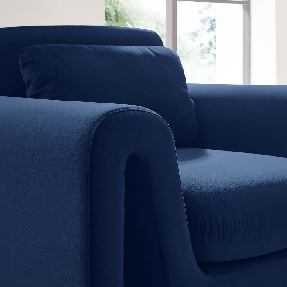 Waverly Performance Velvet Armchair - Midnight Blue