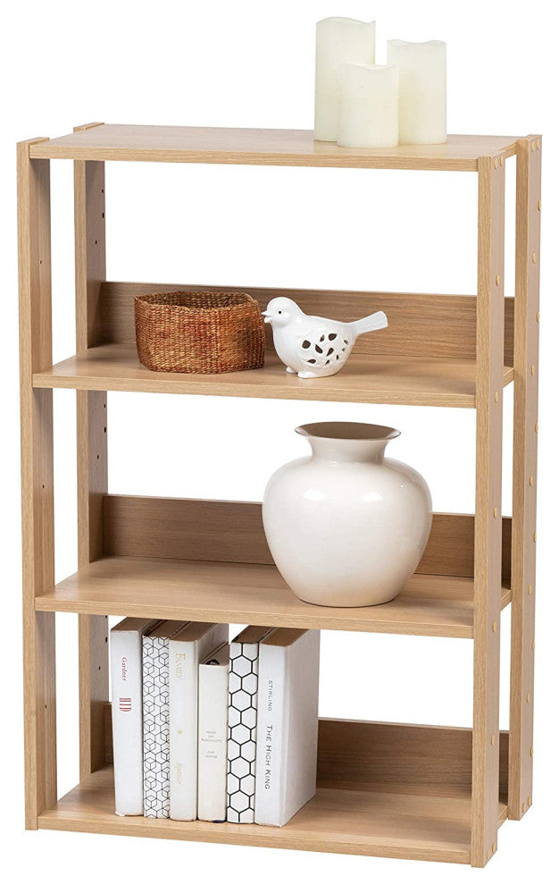 3-Shelf Wide Open Wood Shelving Unit, Natural