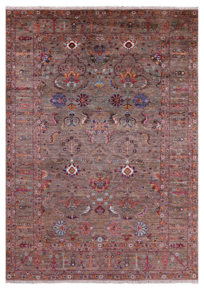 6' 8" X 9' 9" Hand-Knotted Persian Tabriz Wool Rug Q10059