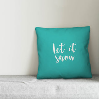 Lights, Tinsel, Mistletoe, Teal 18x18 Throw Pillow Cover