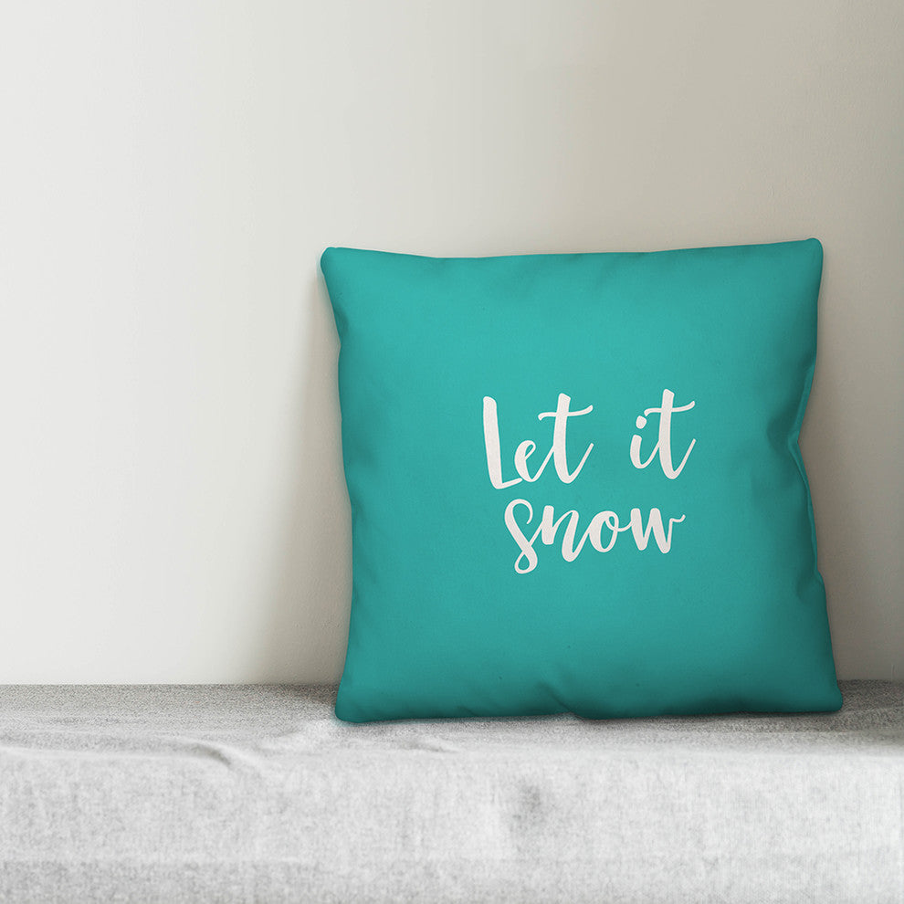 Lights, Tinsel, Mistletoe, Teal 18x18 Throw Pillow Cover