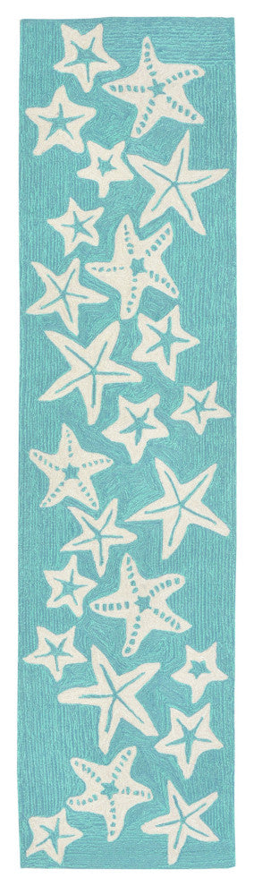 Capri Starfish Indoor/Outdoor Rug, Aqua, 2'x5'