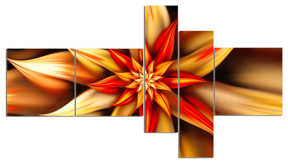 Beautiful Brown Flower Petals, Floral Canvas Art Print, 60"x32", 5 panels