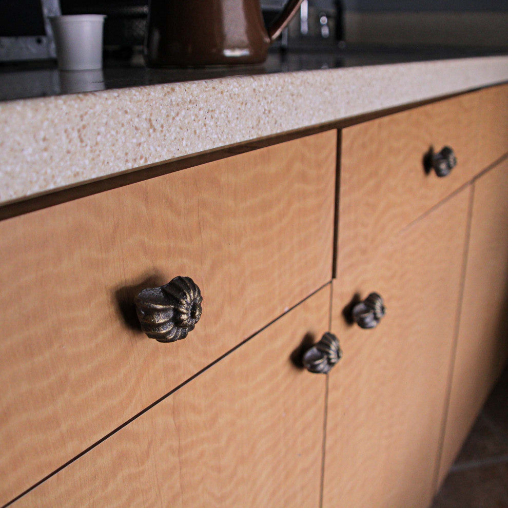 Bronze Cast Iron Nautilus Shell Drawer Pull Decorative Cabinet Knobs Set of 6