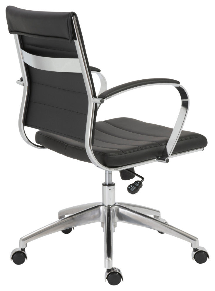 Axel Low Back Office Chair, Black With Aluminum Base