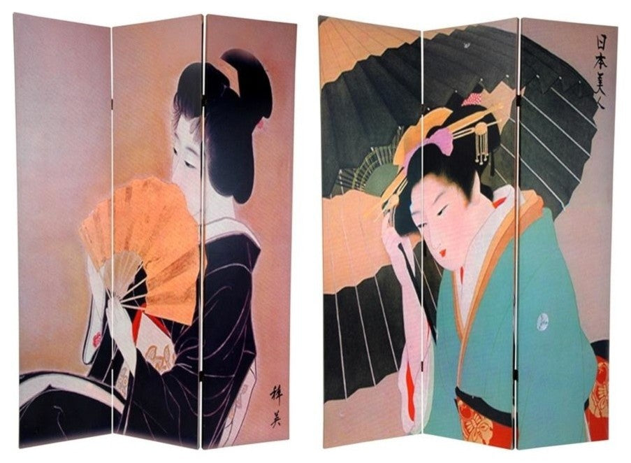 6'' Tall Double Sided Geisha Room Divider