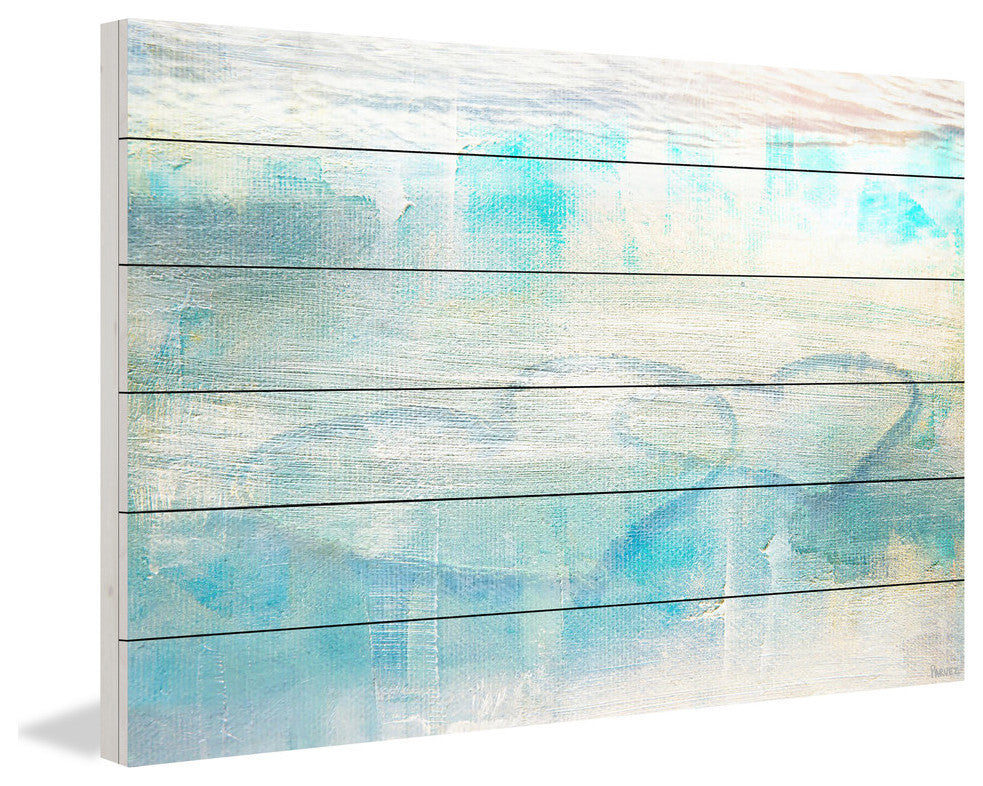 "Hazy Hearts" Painting Print on White Wood, 36"x24"
