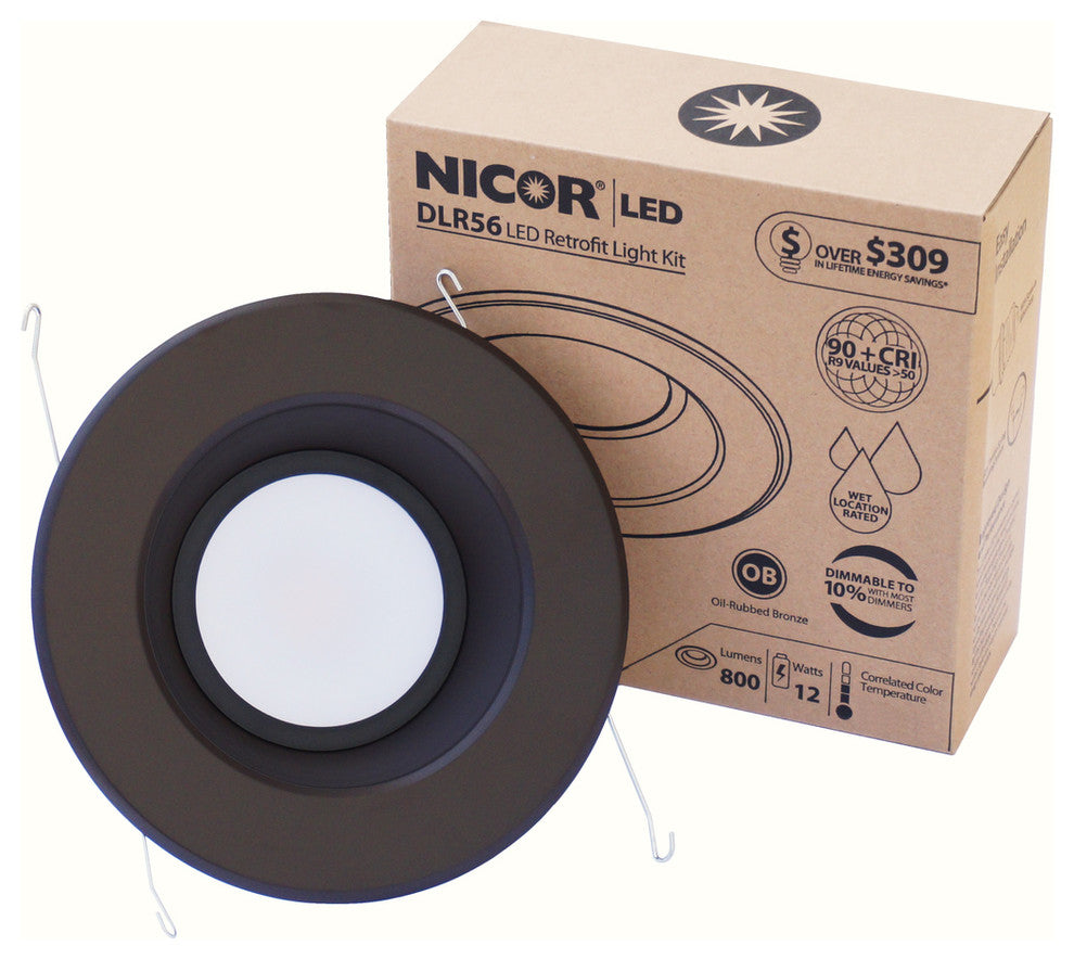 NICOR DLR56-3008-120-4K-OB 6" 800 Lumen LED Recessed Downlight, 4000K