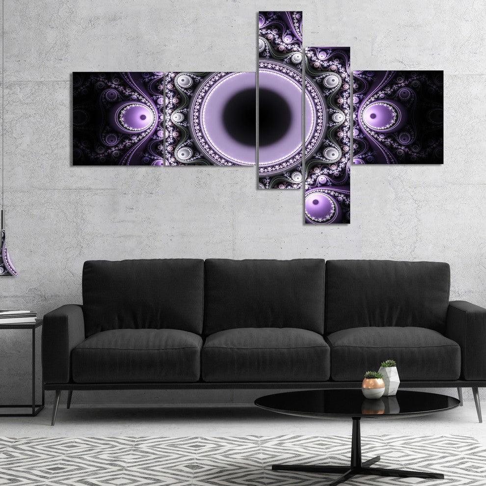 Light Purple Pattern with Circles, Abstract Canvas Art Print, 60"x32", 5 panels