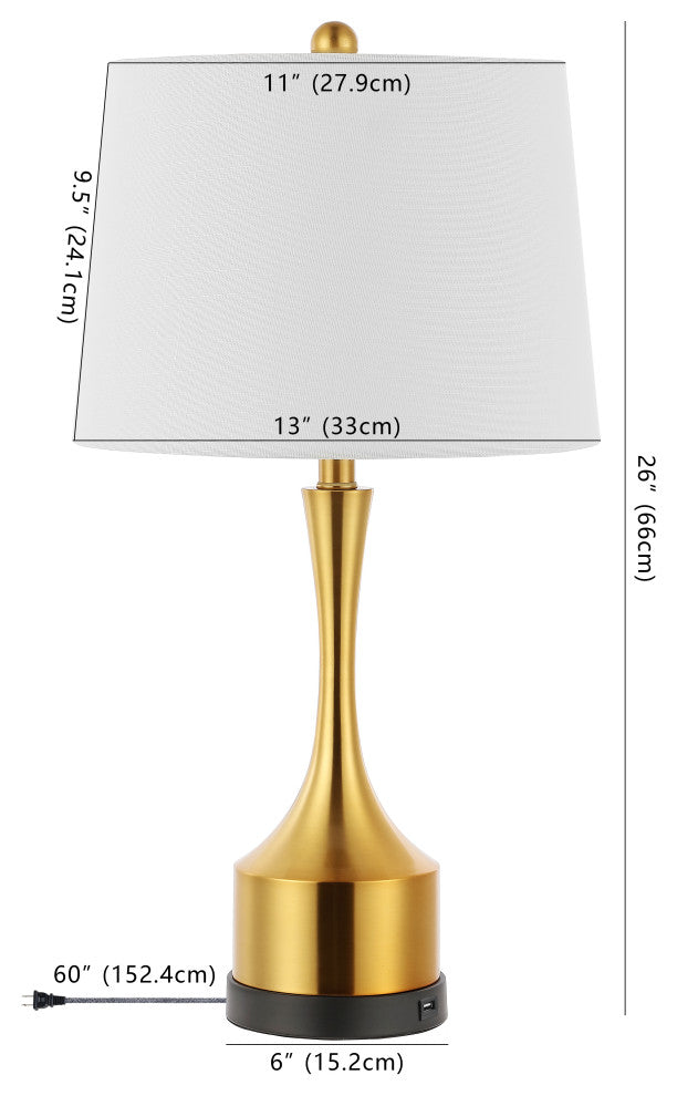 Cooper 26" French Country Iron Table Lamp, USB Charging, Set of 2, Gold