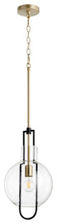 Quorum 89-10-6980 One Light Pendant, Black w Aged Brass Finish