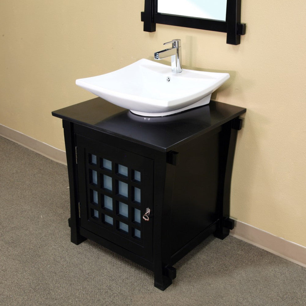30" Single Sink Vanity, Wood, Black