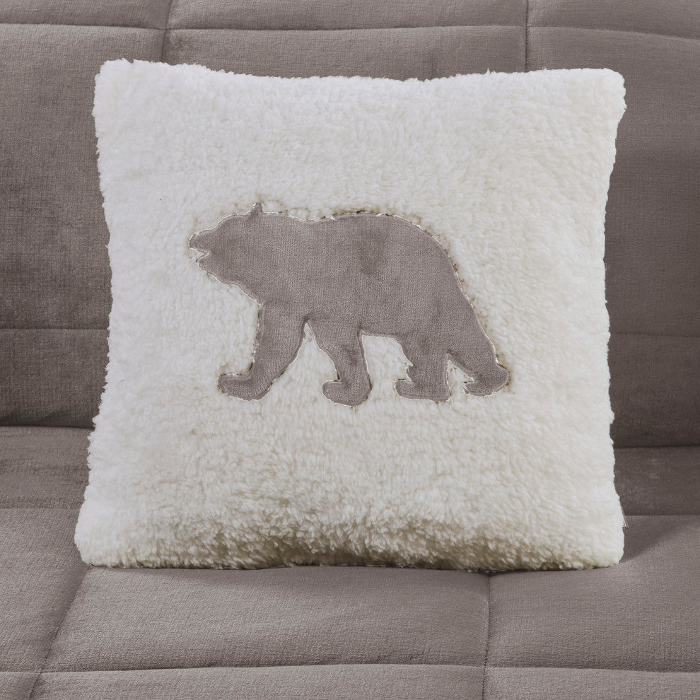 Woolrich Alton Plush to Sherpa Winter Comforter Set, Light Gray, King