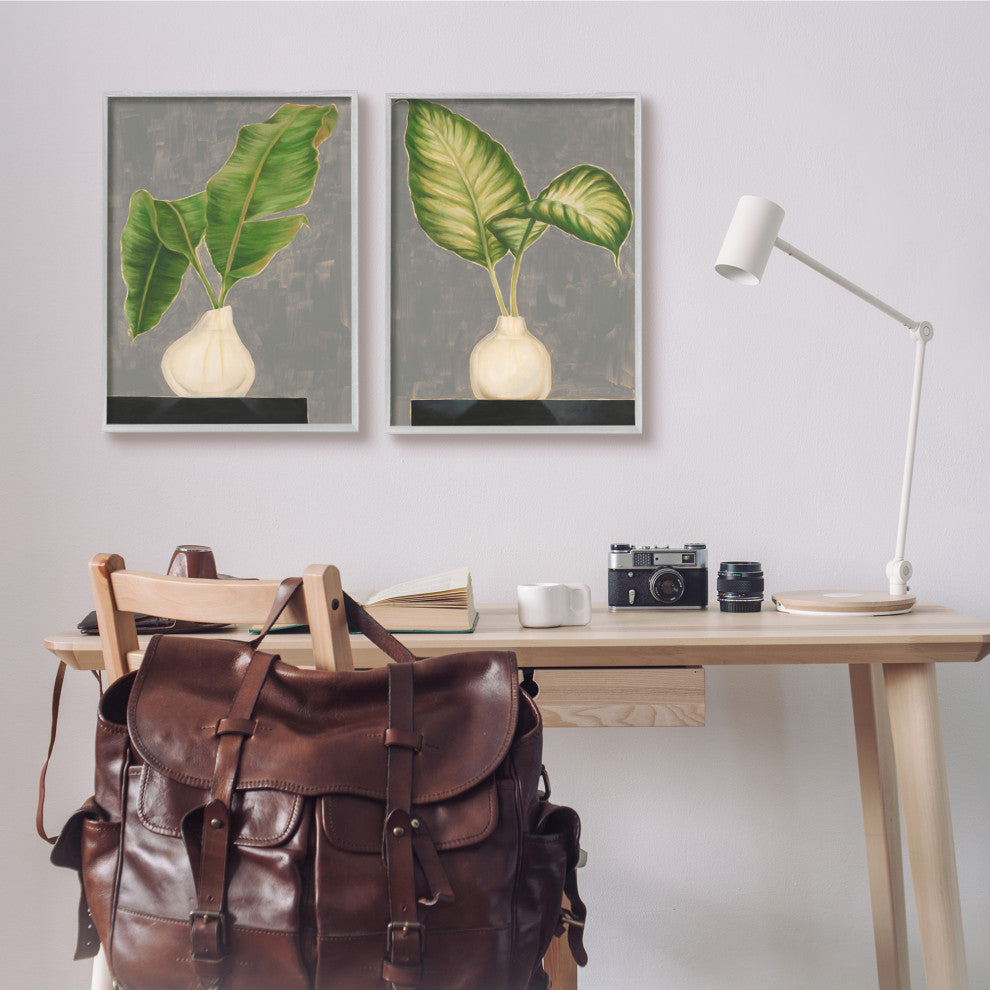 Large Palm Leaf Potted Plants Interior Still Life,16 x 20