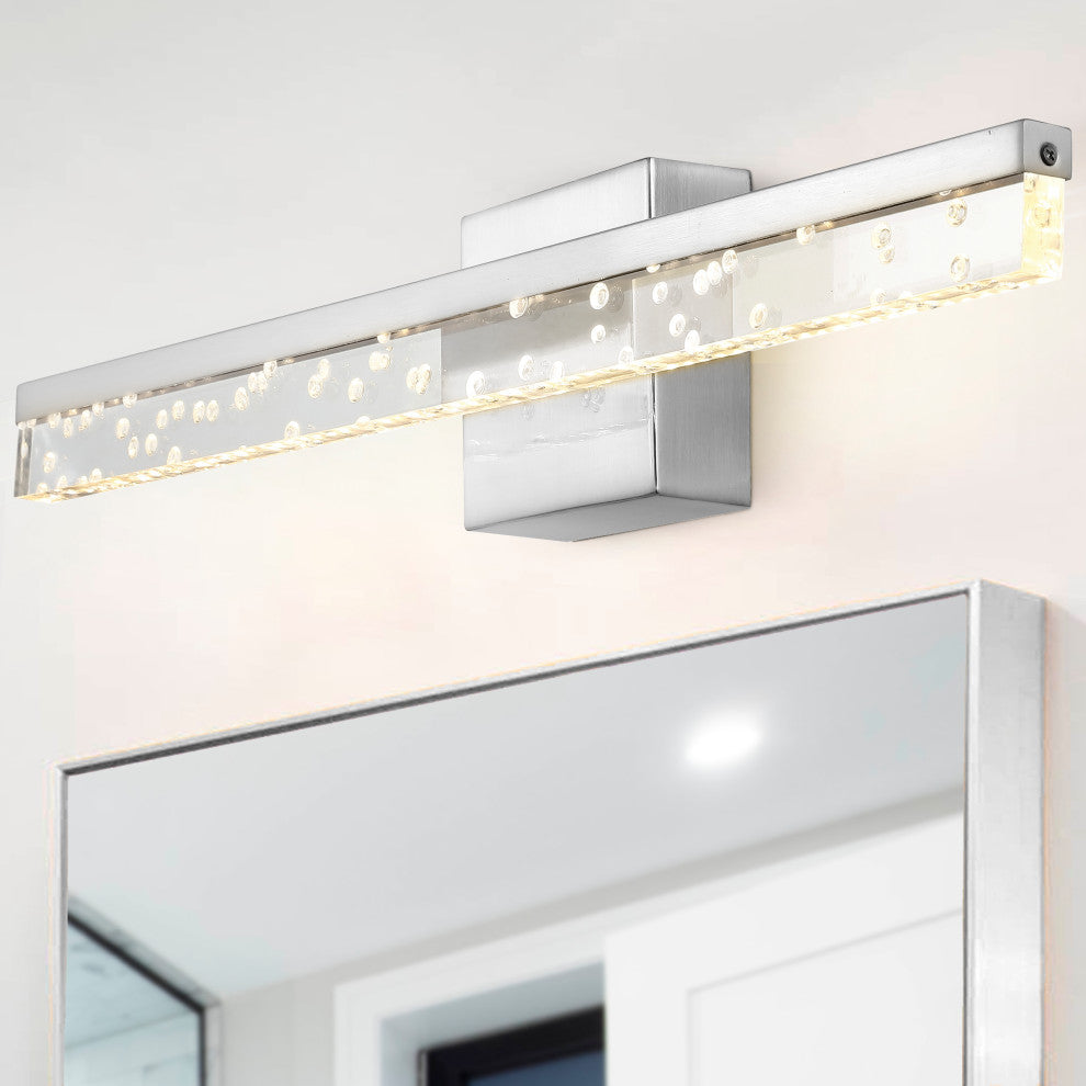 Mario 22" 1-Light 360-Degree Rotatable Integrated LED, Chrome/Clear, Width: 22"