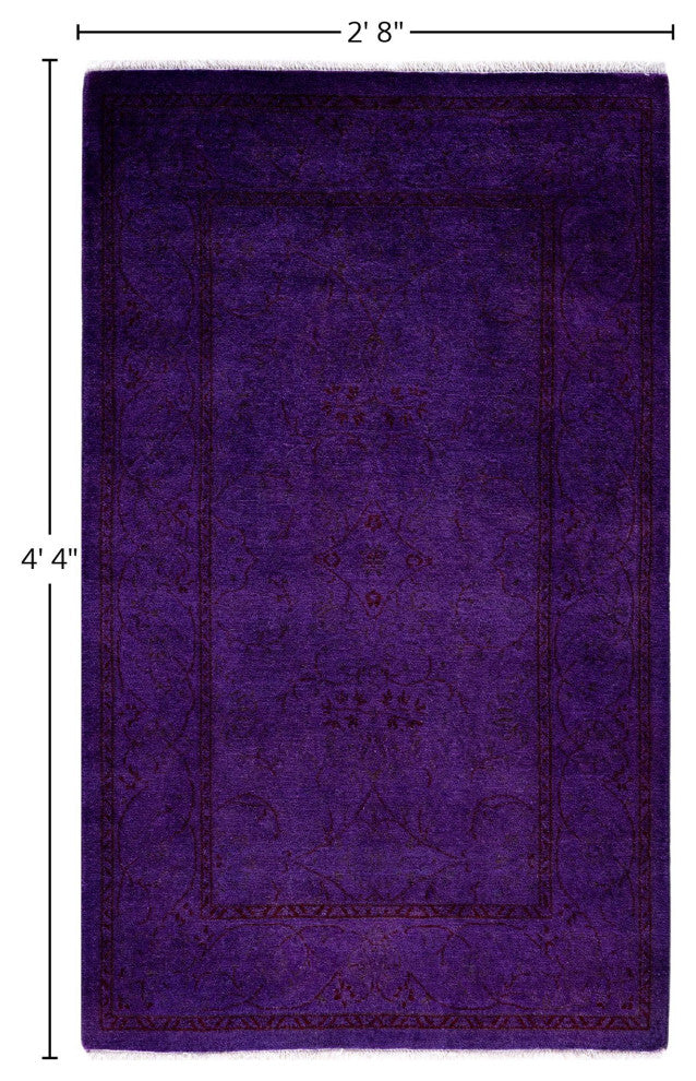 Overdyed One-of-a-Kind Hand-Knotted Area Rug Purple, 2' 8" x 4' 4"
