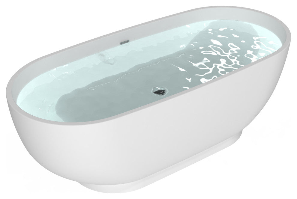 HEATGENE 70 inches Acrylic Freestanding Large Bathtub Modern Bathtub