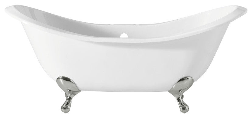 Cheviot Products Regency Cast Iron Bathtub With Faucet Holes, Chrome