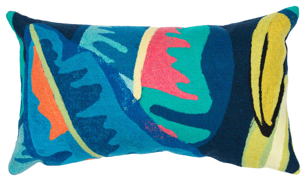 Visions III Banana Plant Indoor/Outdoor Pillow Aqua 12"x20"