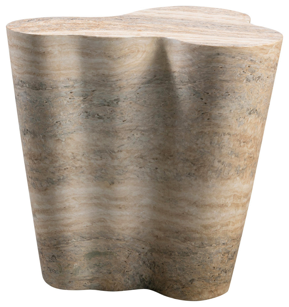Slab Faux Travertine Tall Side Table