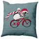 Pedaling Penguin Animal Decorative Throw Pillow, Gray, 18"x18"