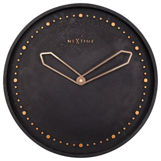 Cross Round Wall Clock, Concrete Look, Battery Operated, Black