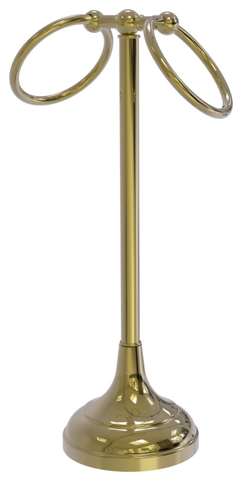 Vanity Top 2 Ring Guest Towel Holder, Unlacquered Brass