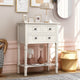 Narrow Console Table with Three Storage Drawers, Ivory
