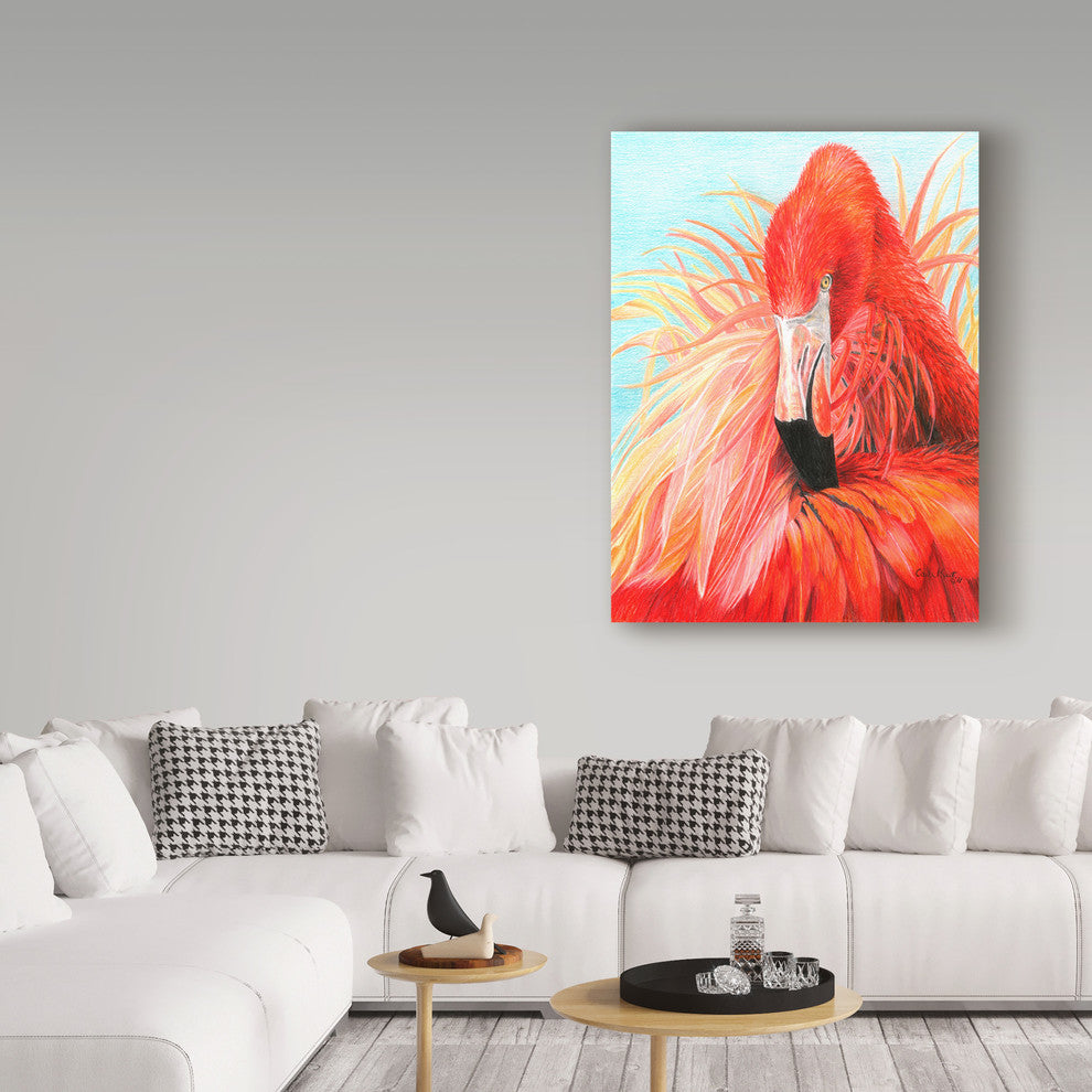 Carla Kurt ''Red Flamingo On Blue'' Canvas Art
