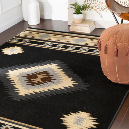 Surya Paramount PAR-1095 5'3"x7'9" Rug, Black/Gray/Dark Brown/Khaki/Beige