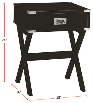 End Table with 1 Drawer, Black